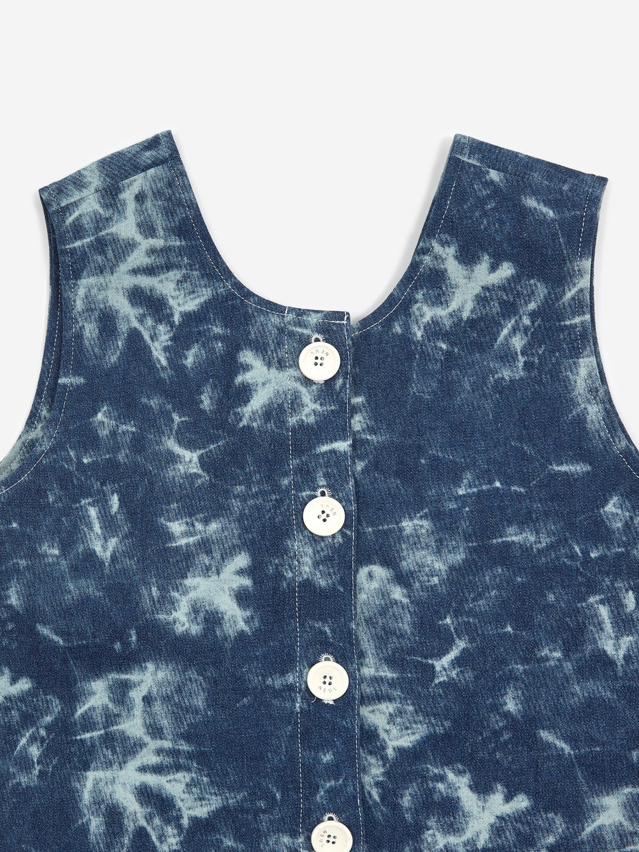 Neul Neul Acid Wash Denim String Top - Deep Blue - Blue