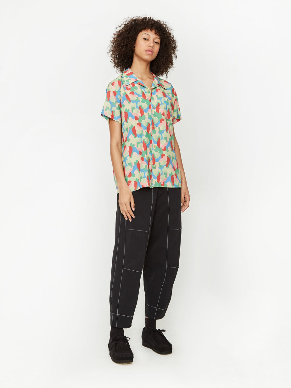 Neul Neul Camouflage Hawaiian Shirt - Lettuce Green Kiss - Green