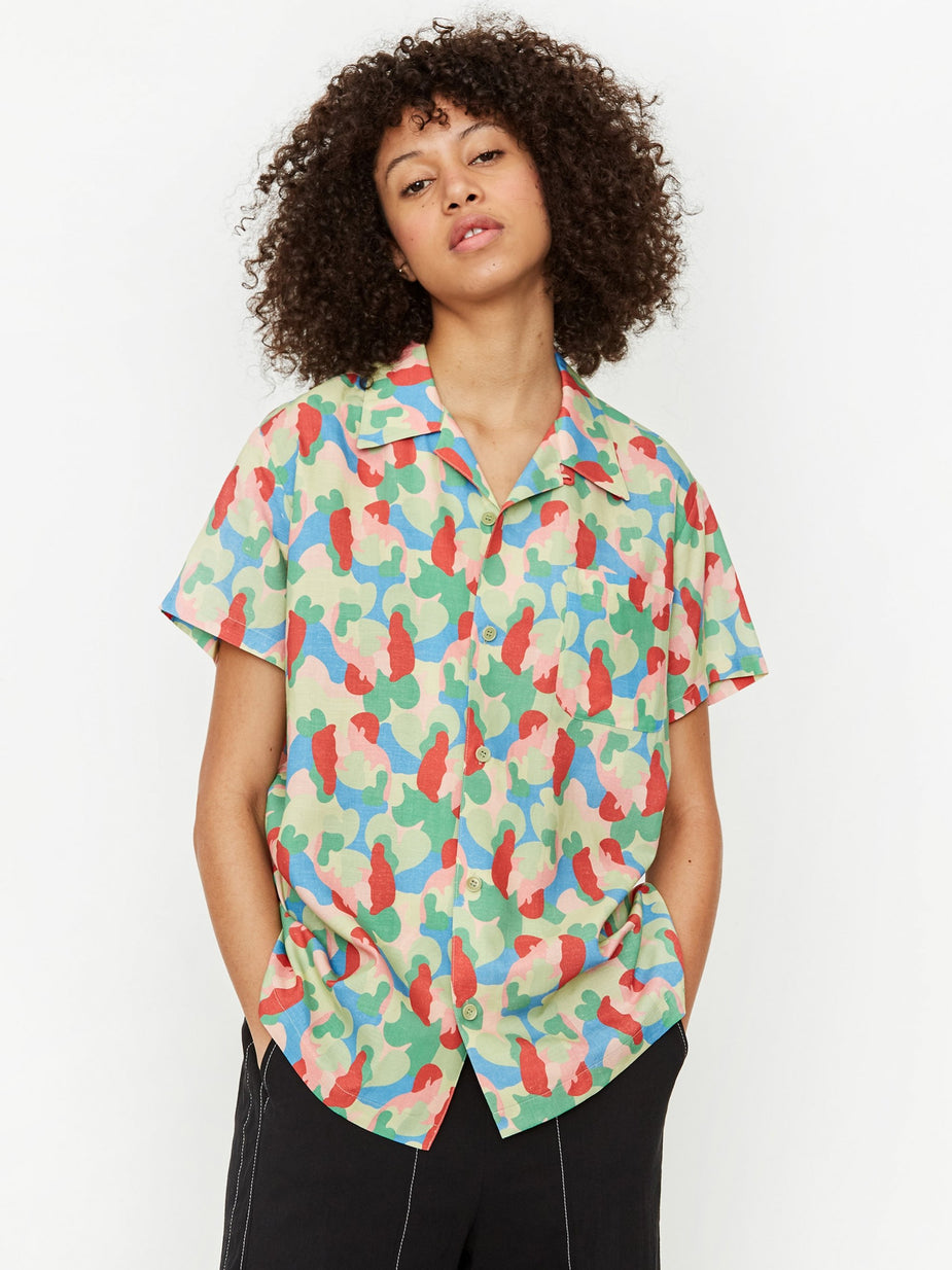 Neul Neul Camouflage Hawaiian Shirt - Lettuce Green Kiss - Green