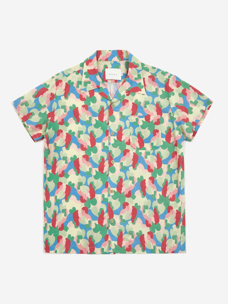 Neul Neul Camouflage Hawaiian Shirt - Lettuce Green Kiss - Green