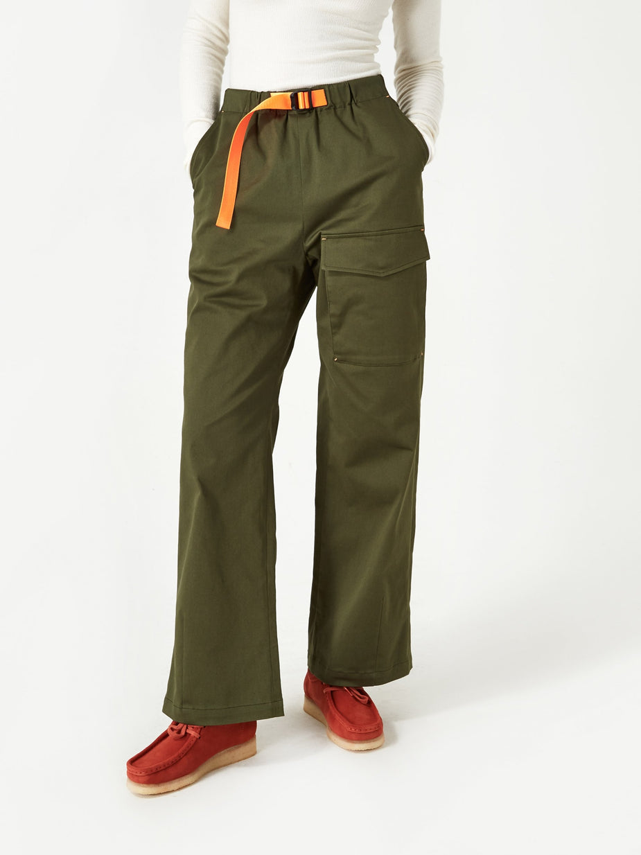 Neul Neul Colour Pointed Webbing Belt Pant - Artichoke Green - Green