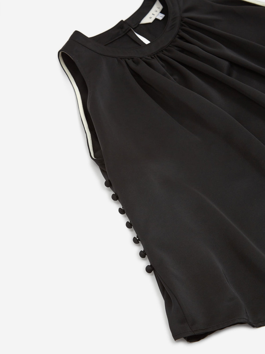 Neul Neul Flared Silky Top - Black - Black