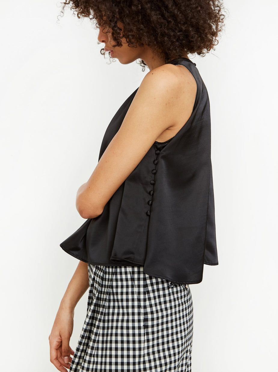 Neul Neul Flared Silky Top - Black - Black