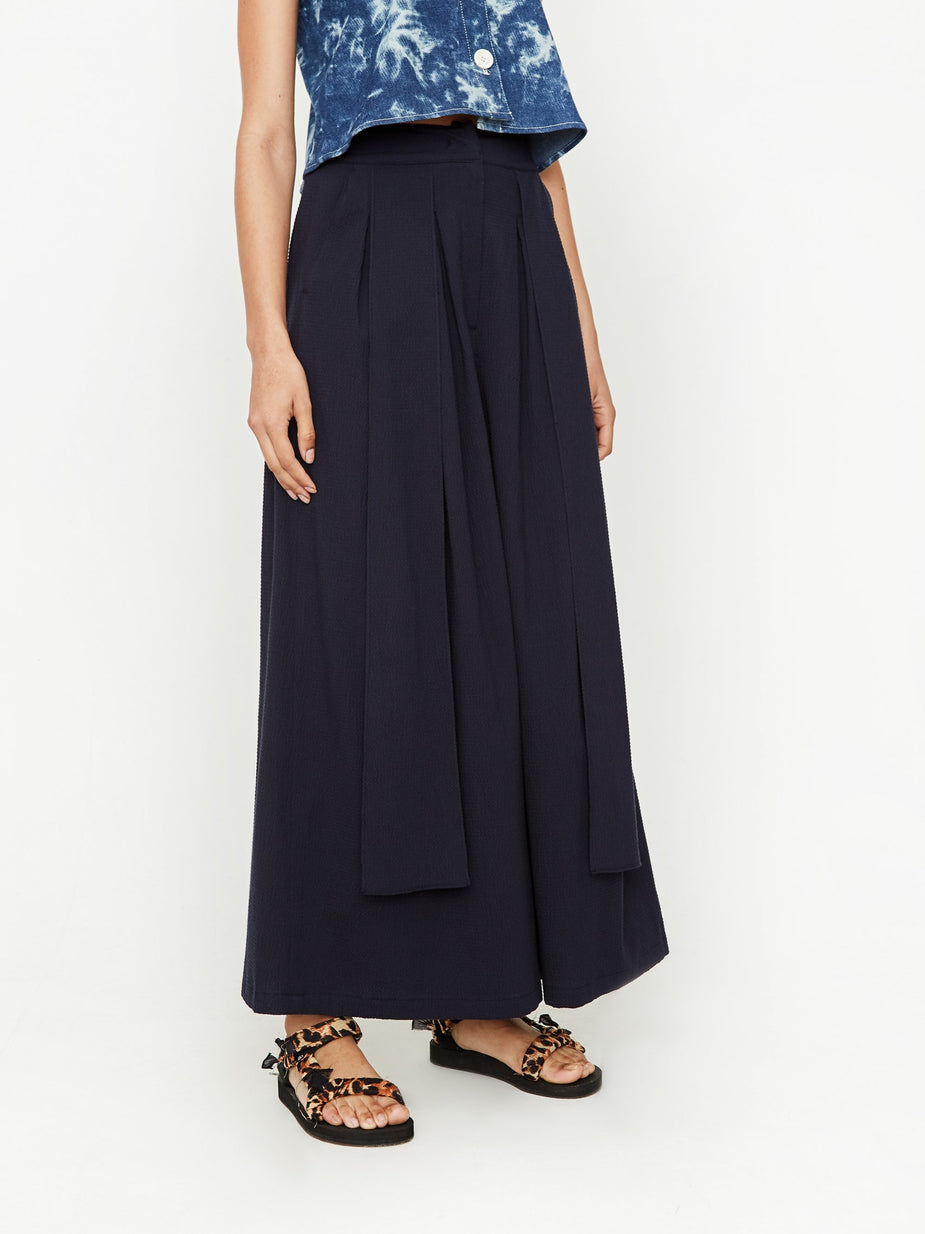 Neul Neul Suspender Wide Leg Trouser - Navy - Blue