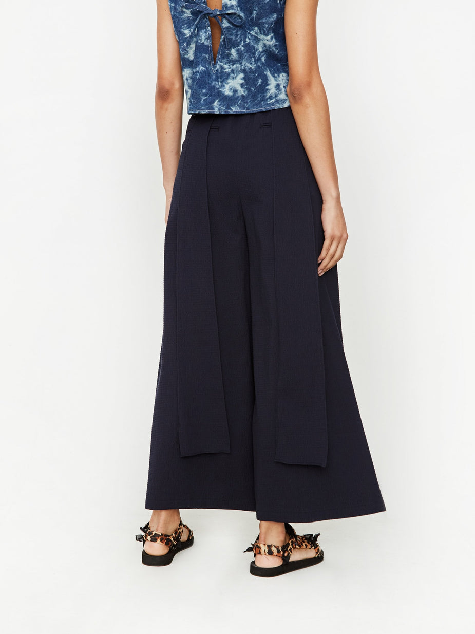 Neul Neul Suspender Wide Leg Trouser - Navy - Blue