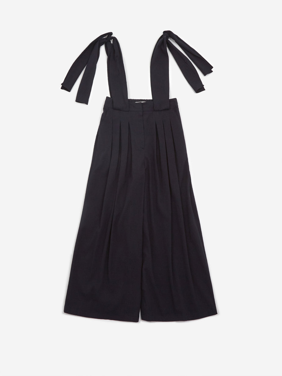 Neul Neul Suspender Wide Leg Trouser - Navy - Blue