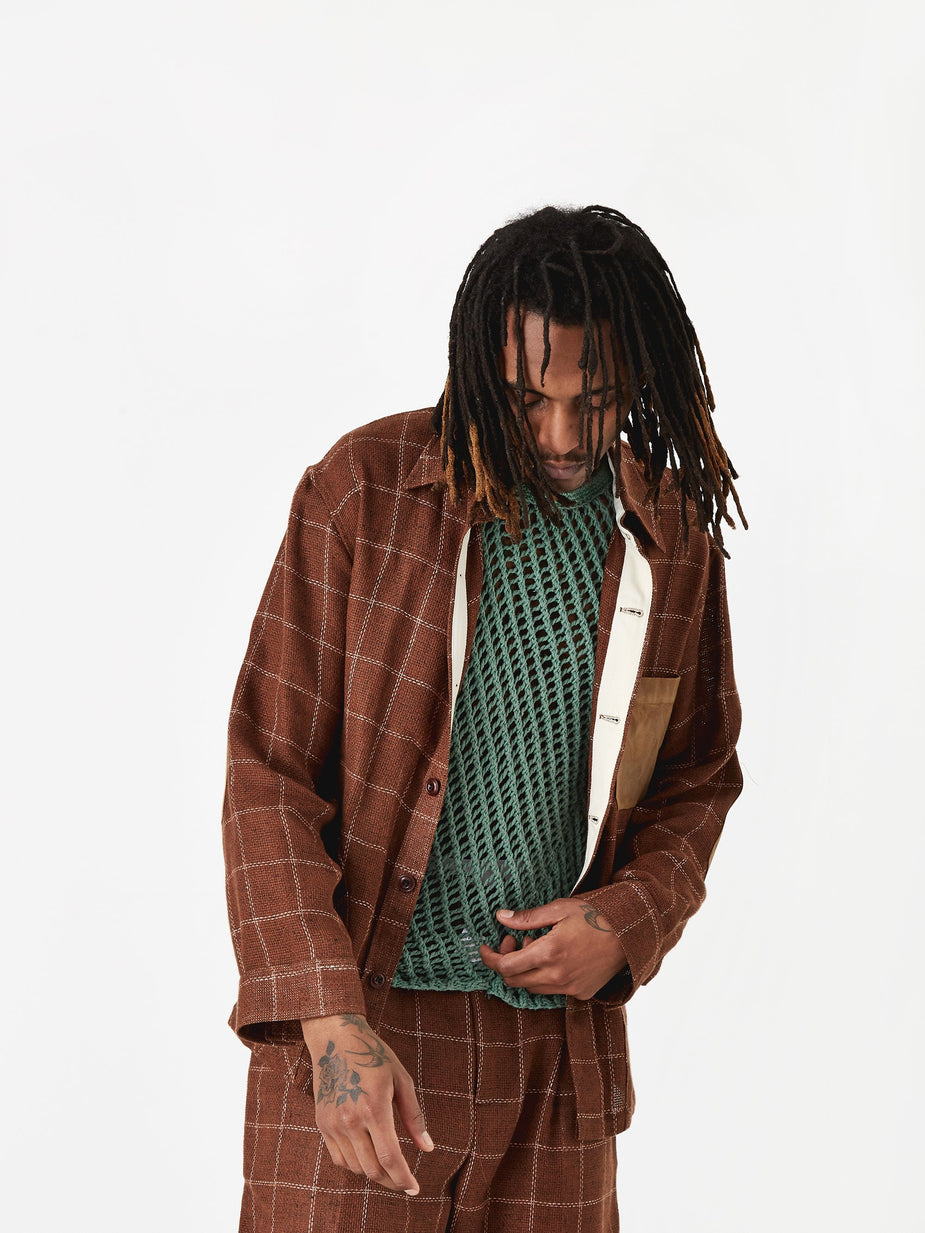 Nicholas Daley Nicholas Daley Yussef Shirt Jacket - Orange Check - Orange