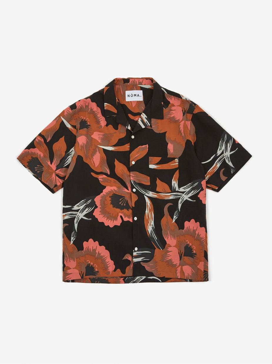 NOMA t.d. NOMA t.d. Paisley Flower Shortsleeve Shirt - Black - Black
