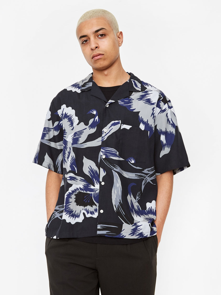 NOMA t.d. NOMA t.d. Paisley Flower Shortsleeve Shirt - Grey - Grey