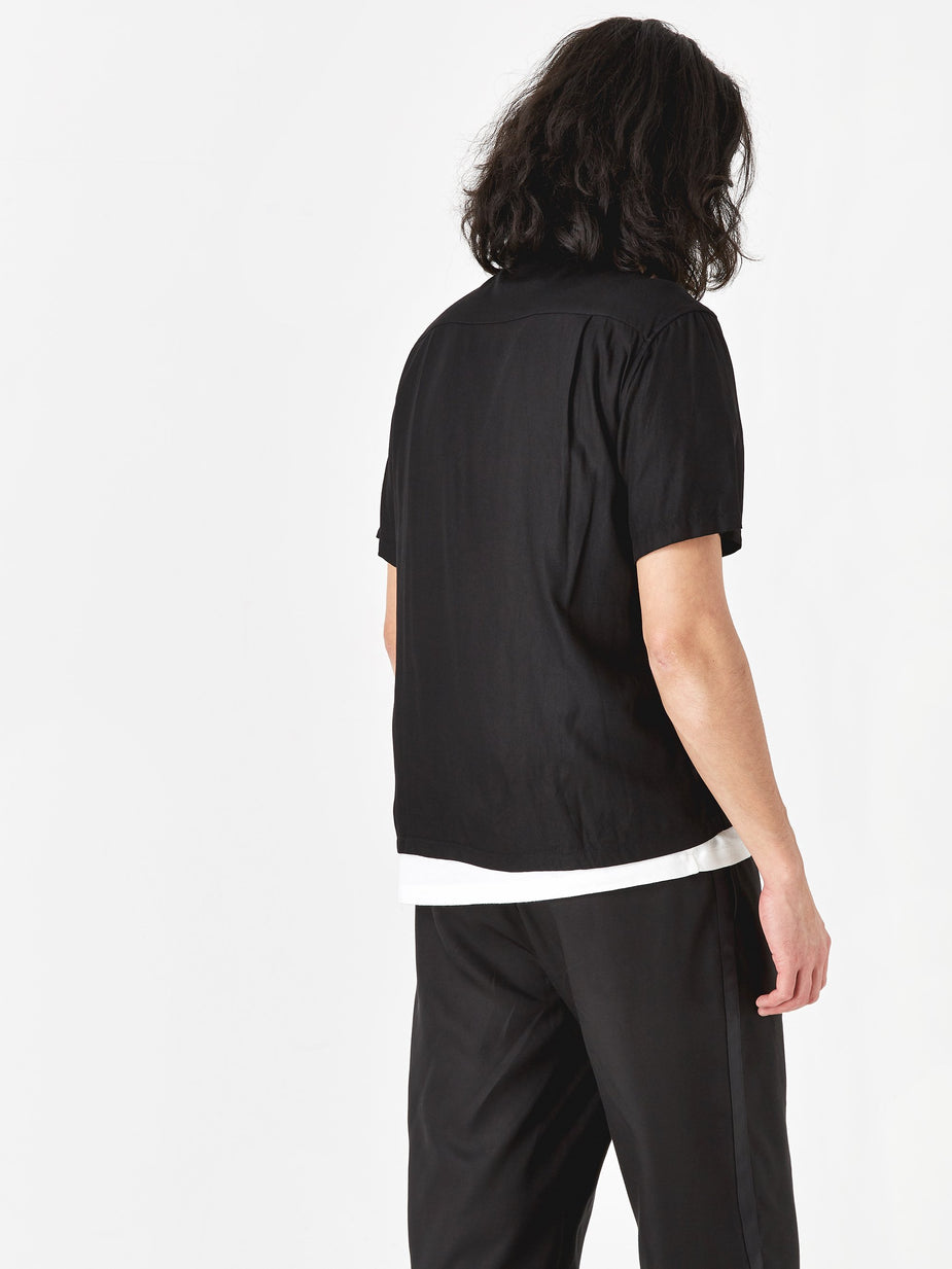 NOMA t.d. NOMA t.d. Leaf Embroidered Shirt - Black/Blue - Blue
