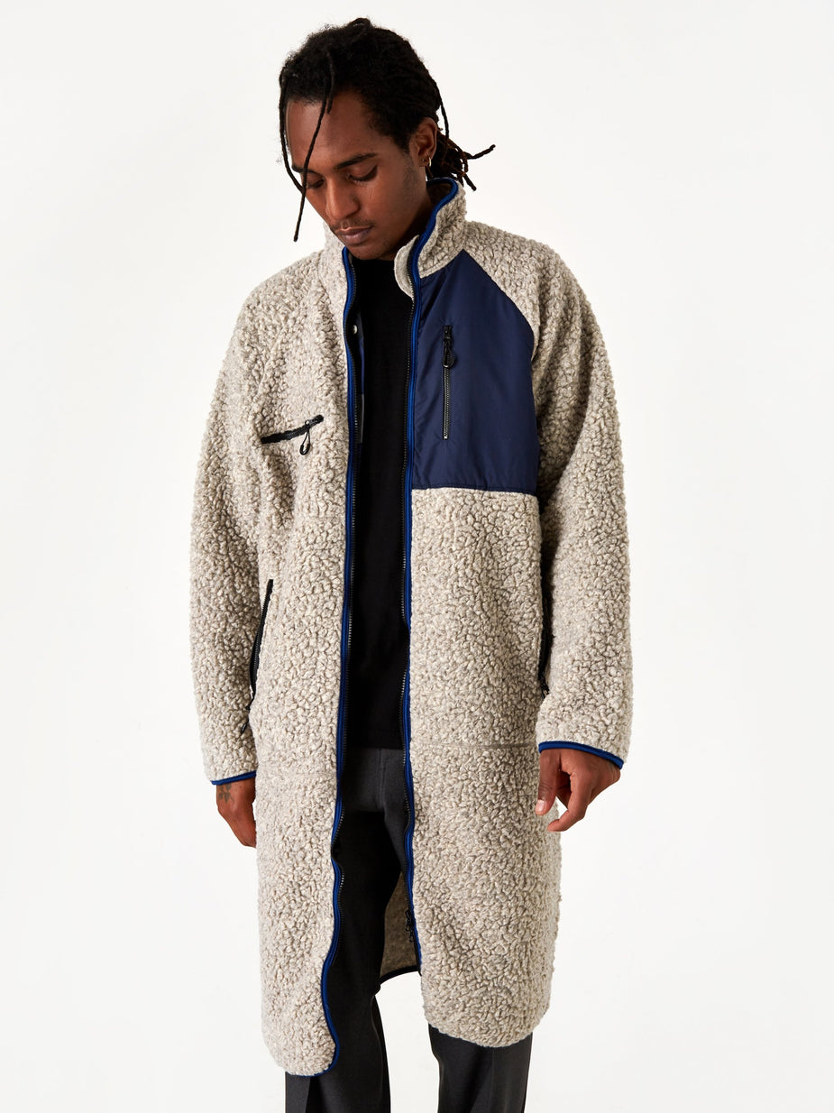 NOMA t.d. NOMA t.d. Fleece Long Coat - Off Grey - Grey