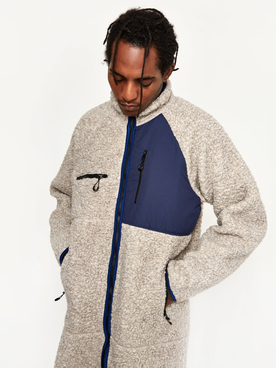 NOMA t.d. NOMA t.d. Fleece Long Coat - Off Grey - Grey
