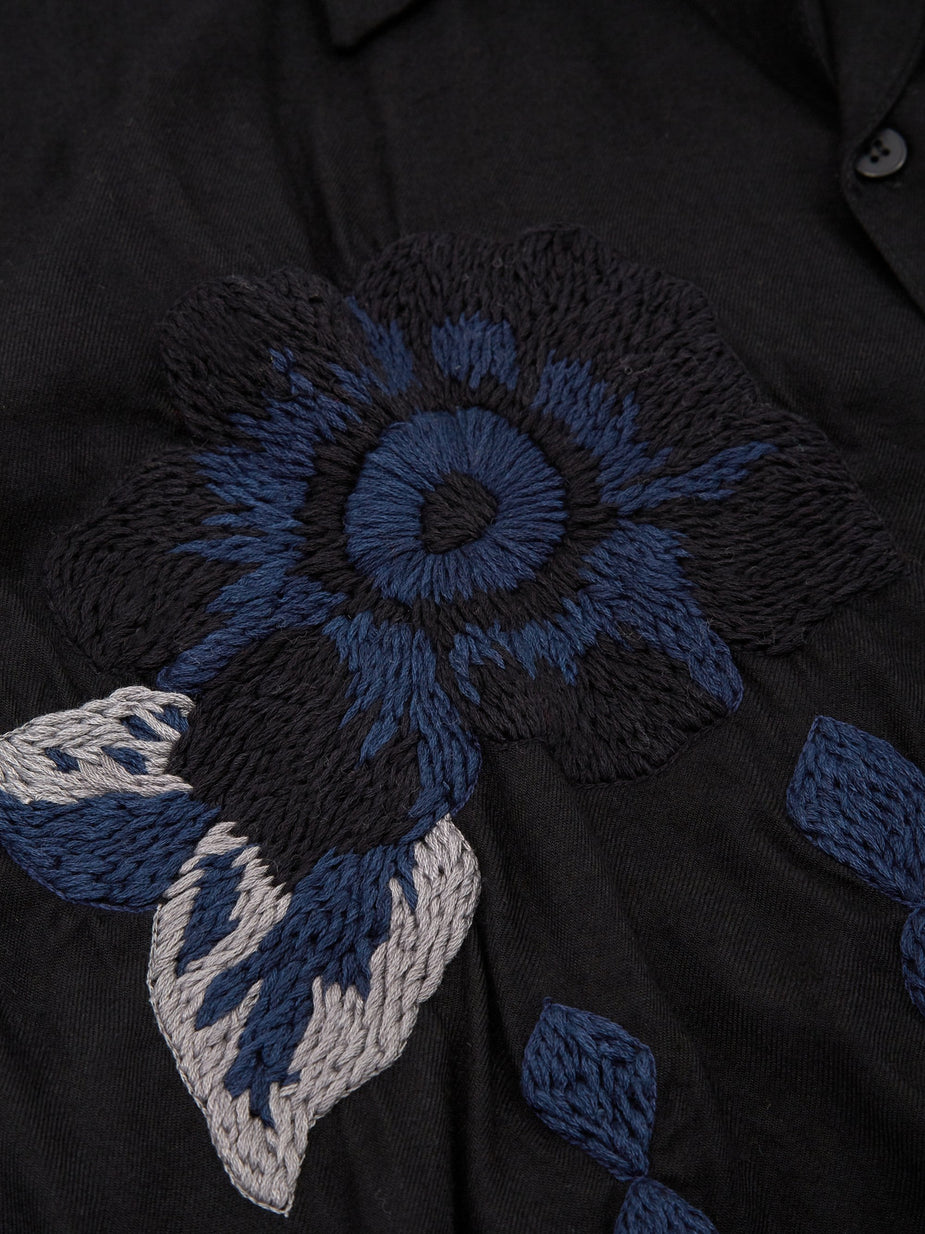 NOMA t.d. NOMA t.d. Flower Embroidered Shirt - Black - Black