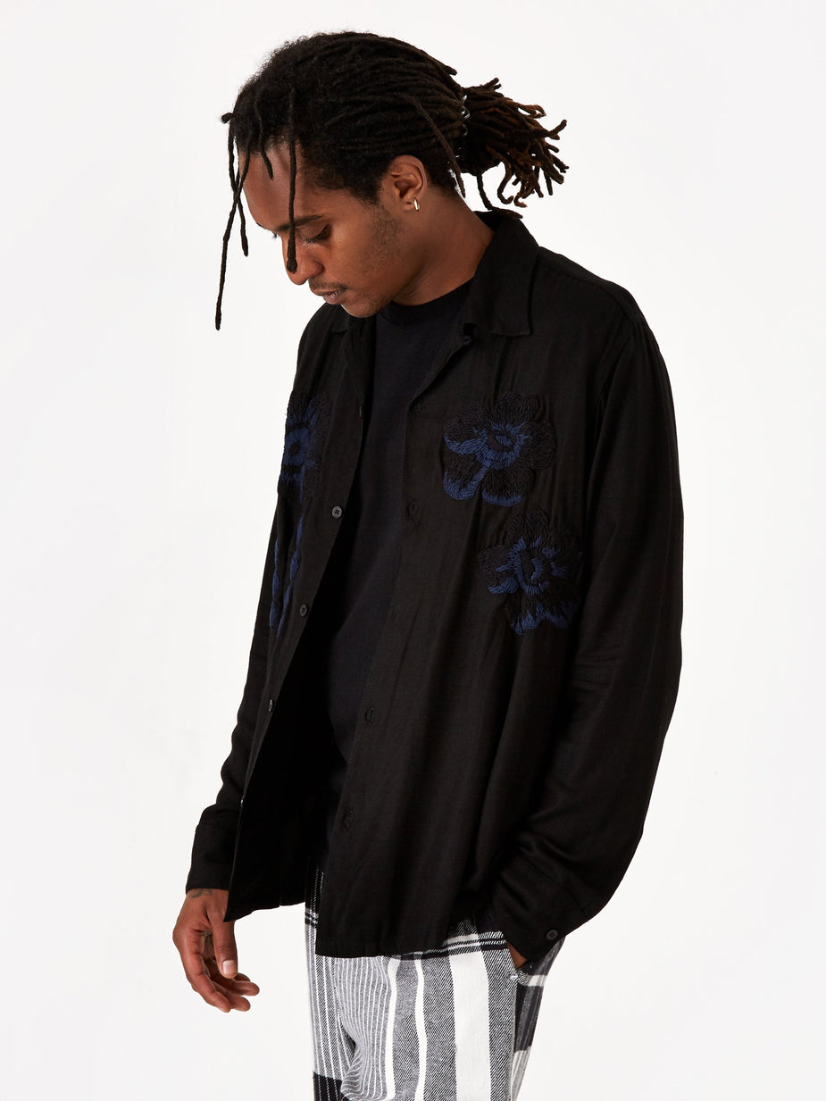 NOMA t.d. NOMA t.d. Flower Embroidered Shirt - Black - Black
