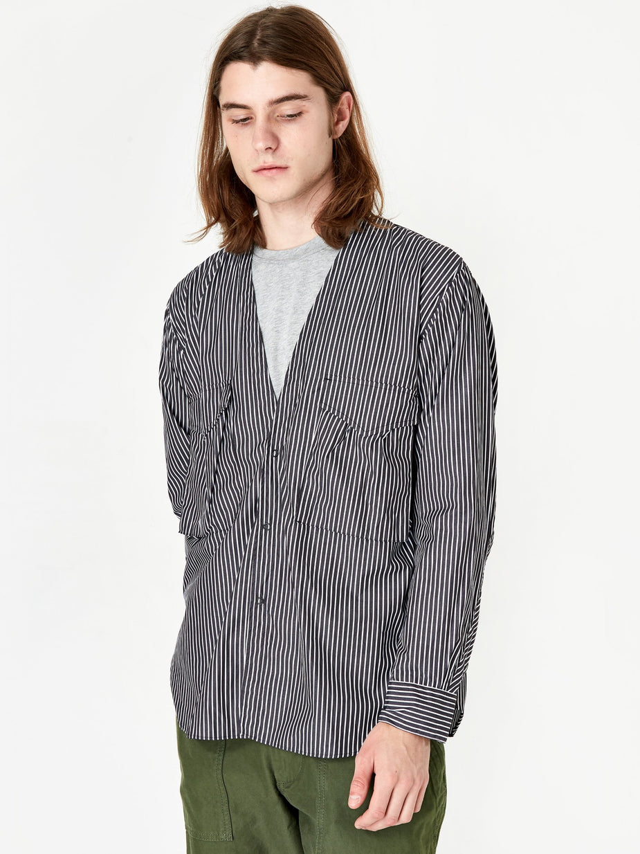Nonnative Nonnative Carpenter Shirt Jacket Typewriter Cotton Chalk Stripe - Black - Black