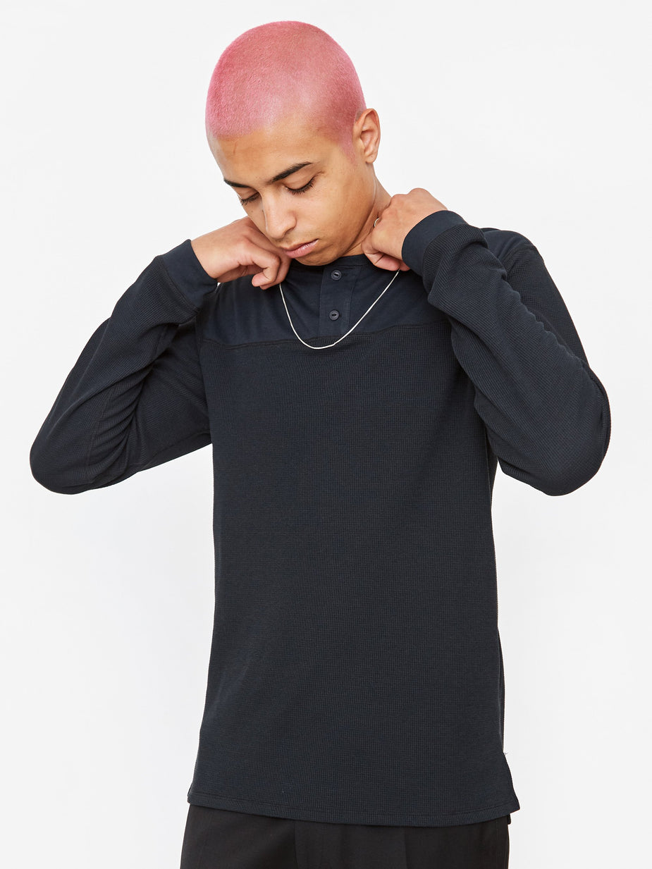 Nonnative Nonnative Trooper Henley Neck Longsleeve Tee - Black - Black