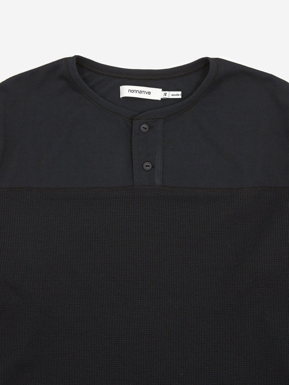 Nonnative Nonnative Trooper Henley Neck Longsleeve Tee - Black - Black