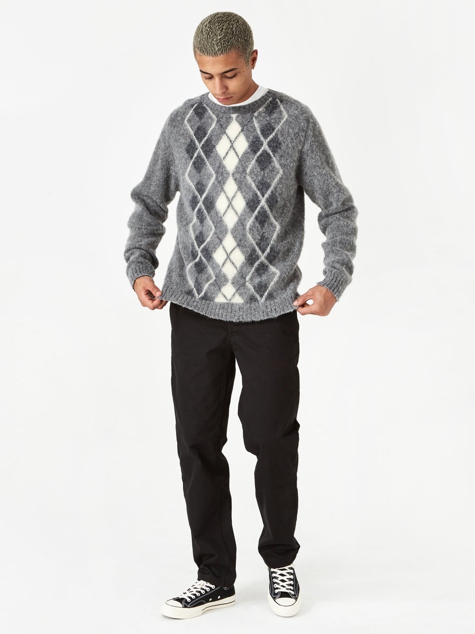 Norse Projects Norse Projects Birnir Brushed Argyle Jumper - Light Grey - Grey