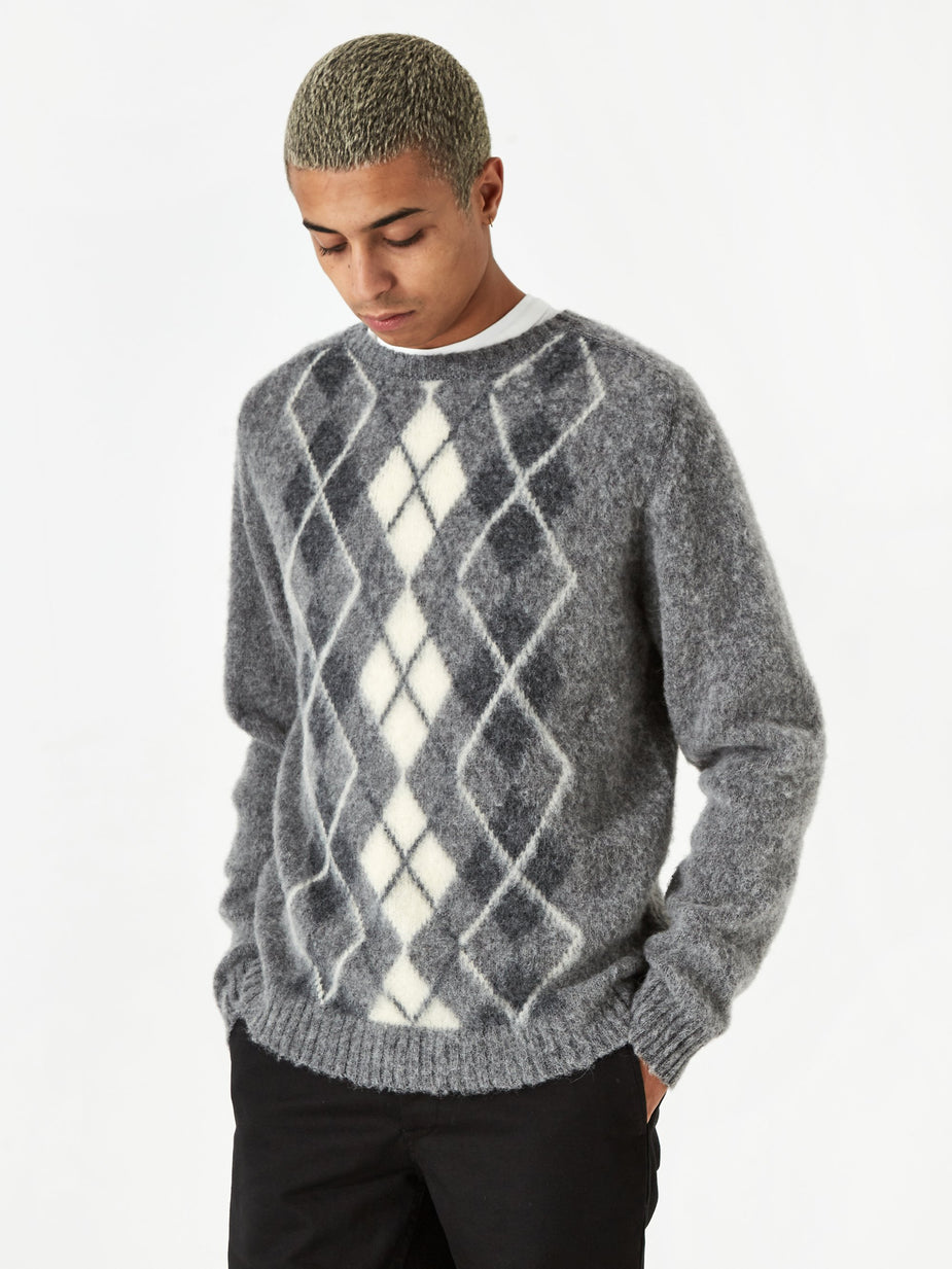 Norse Projects Norse Projects Birnir Brushed Argyle Jumper - Light Grey - Grey