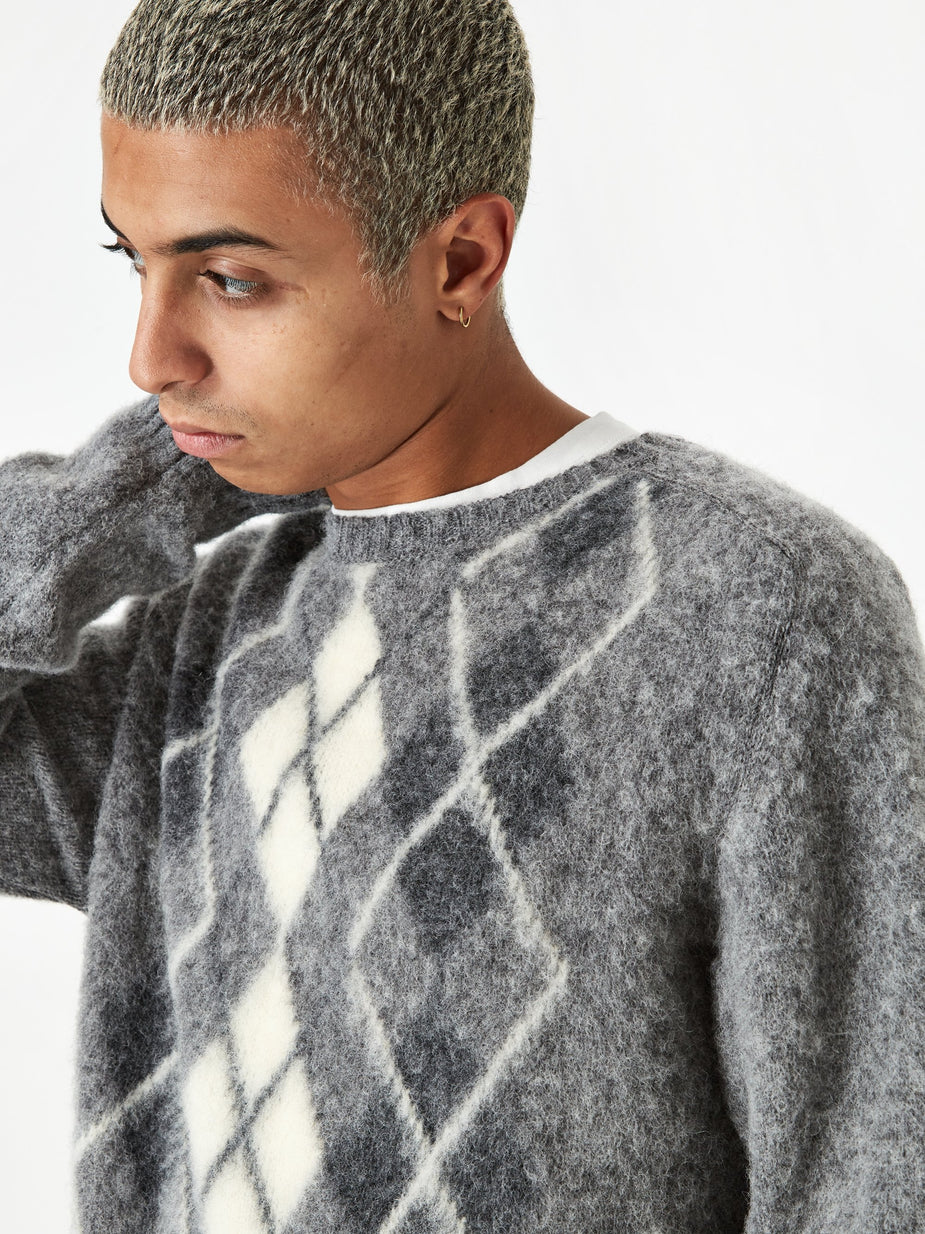 Norse Projects Norse Projects Birnir Brushed Argyle Jumper - Light Grey - Grey