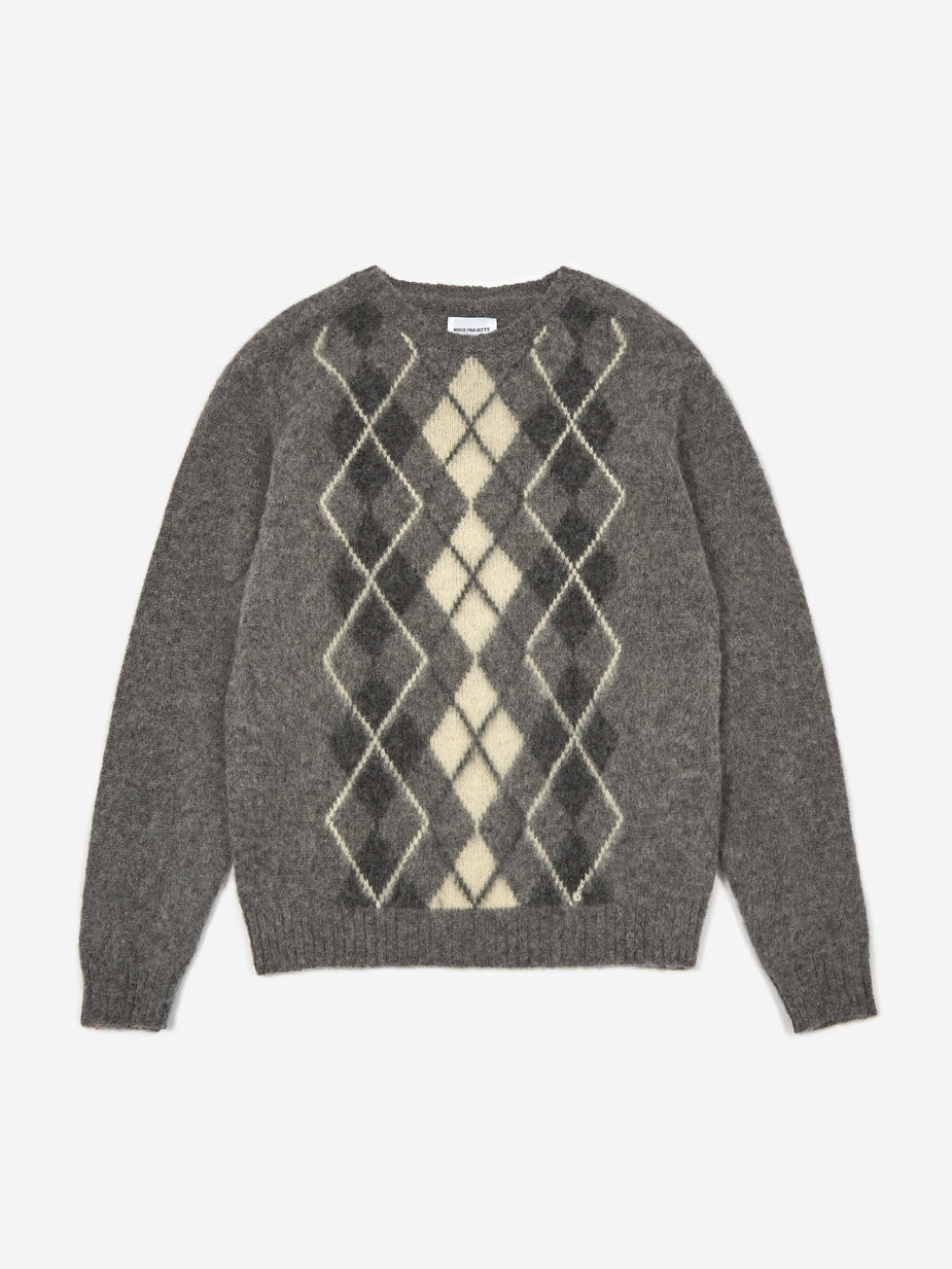 Norse Projects Norse Projects Birnir Brushed Argyle Jumper - Light Grey - Grey