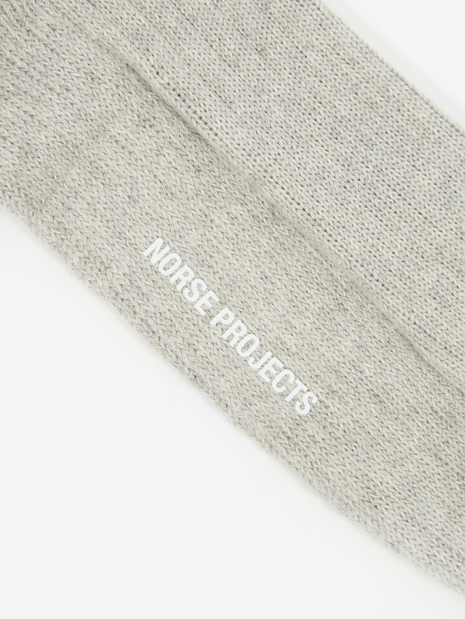 Norse Projects Norse Projects Bjarki Cotton Sport Sock - Light Grey Melange - Grey