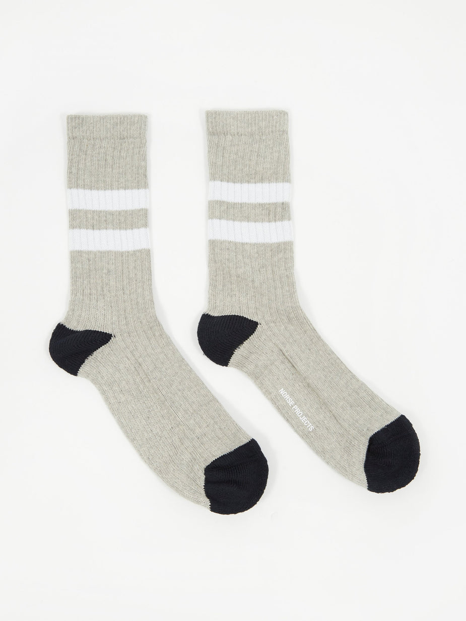 Norse Projects Norse Projects Bjarki Cotton Sport Sock - Light Grey Melange - Grey