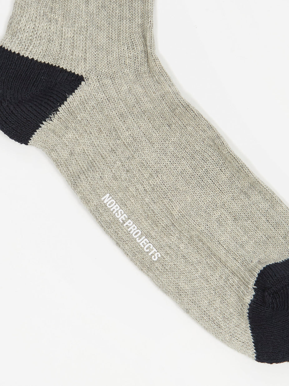 Norse Projects Norse Projects Bjarki Cotton Sport Sock - Light Grey Melange - Grey