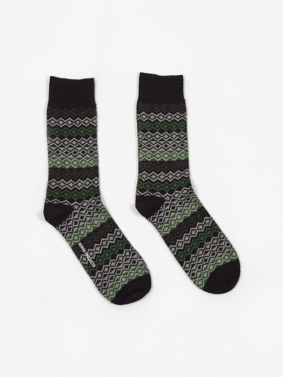 Norse Projects Norse Projects Bjarki Fairisle Socks - Dark Navy - Blue