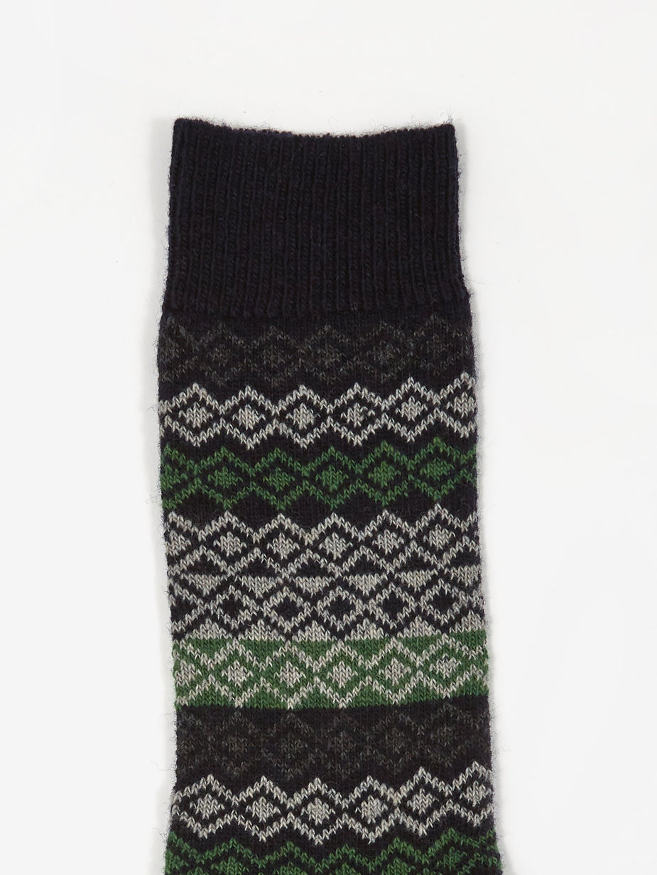 Norse Projects Norse Projects Bjarki Fairisle Socks - Dark Navy - Blue
