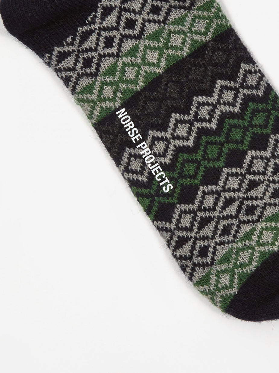Norse Projects Norse Projects Bjarki Fairisle Socks - Dark Navy - Blue