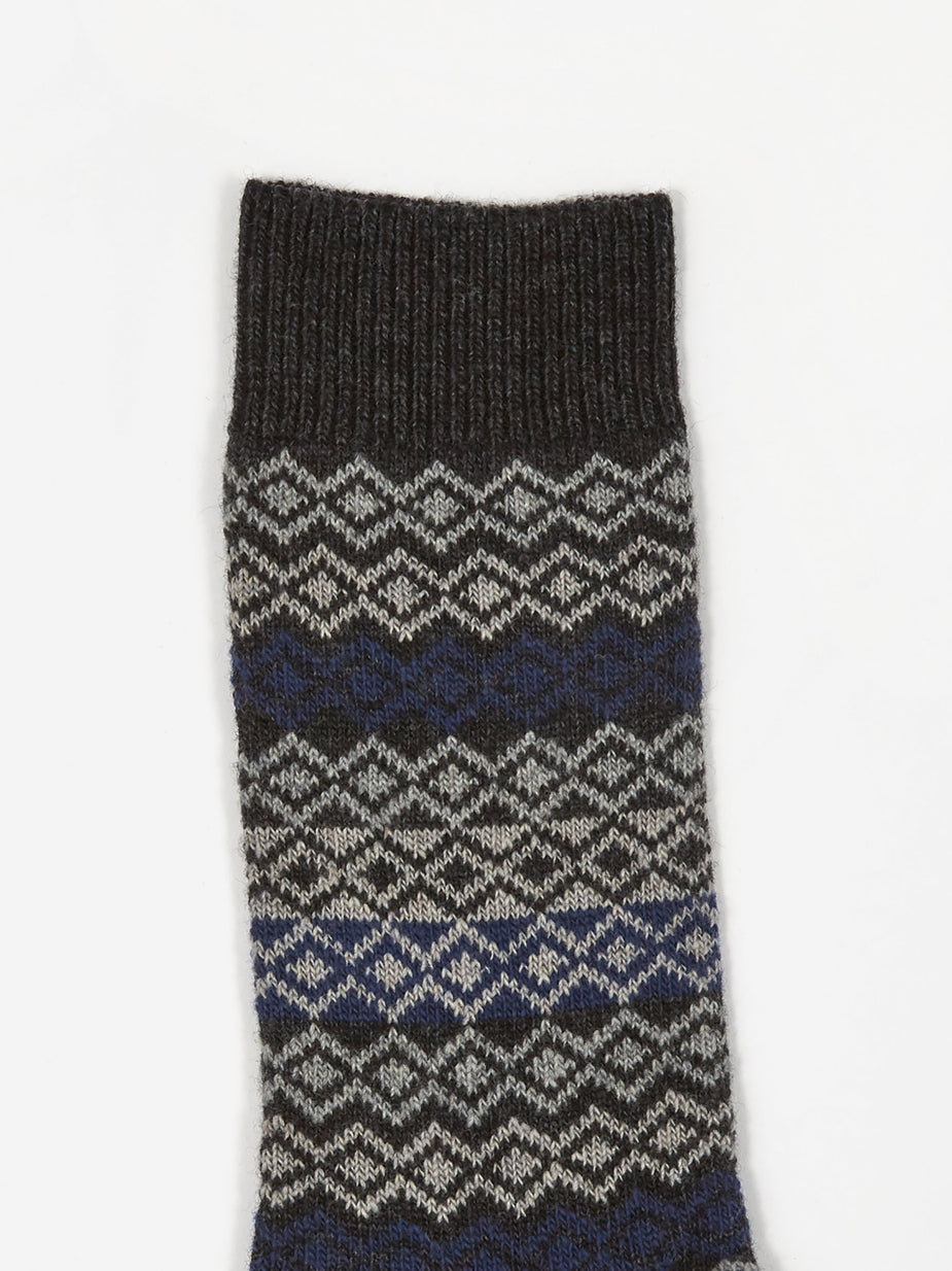 Norse Projects Norse Projects Bjarki Fairisle Socks - Charcoal Melange - Grey
