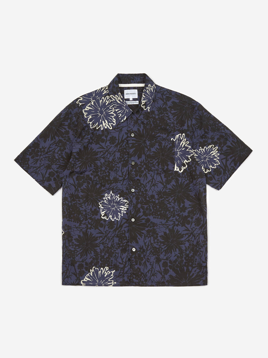 Norse Projects Norse Projects Carsten Flower Print Shirt - Twilight Blue - Blue