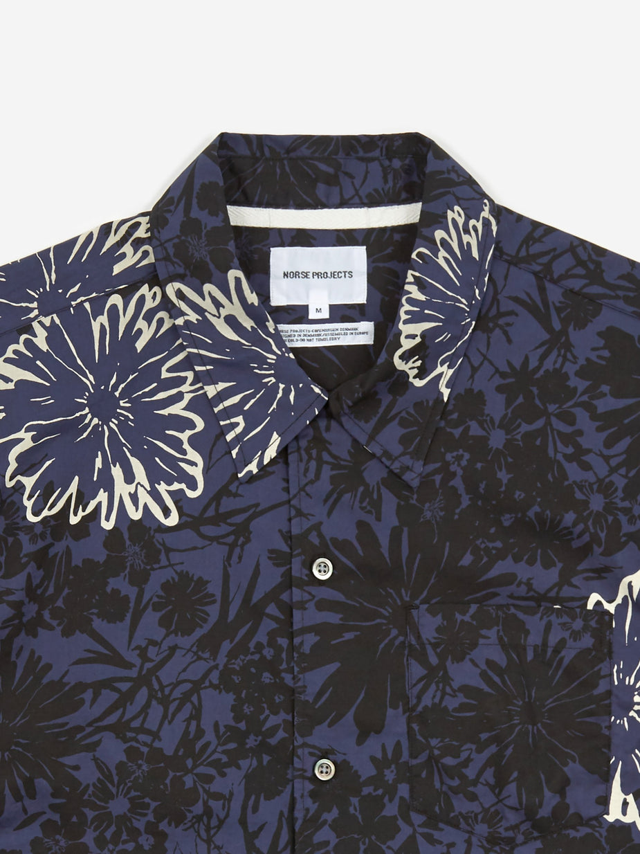 Norse Projects Norse Projects Carsten Flower Print Shirt - Twilight Blue - Blue