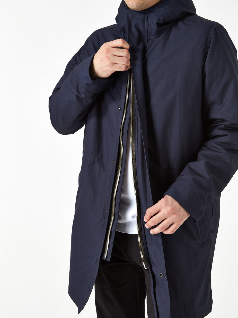Norse Projects Norse Projects Elias Cambric Cotton Parka Jacket - Dark Navy - Blue