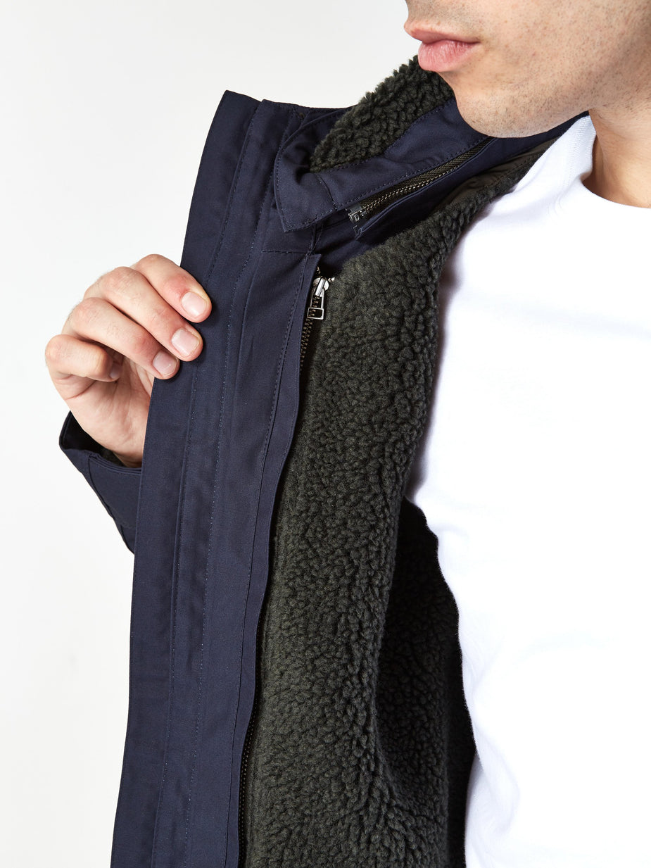 Norse Projects Norse Projects Elias Cambric Cotton Parka Jacket - Dark Navy - Blue