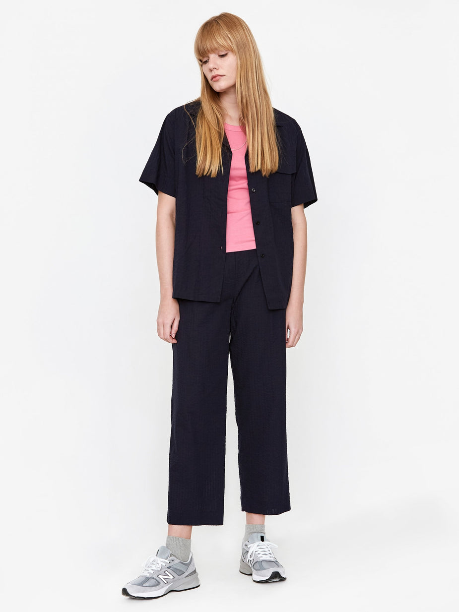 Norse Projects Norse Projects Hermine Seersucker Shirt - Dark Navy - Blue
