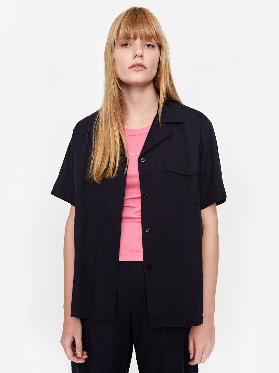 Norse Projects Norse Projects Hermine Seersucker Shirt - Dark Navy - Blue