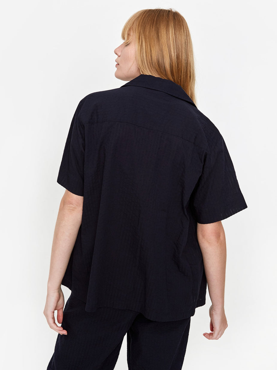 Norse Projects Norse Projects Hermine Seersucker Shirt - Dark Navy - Blue