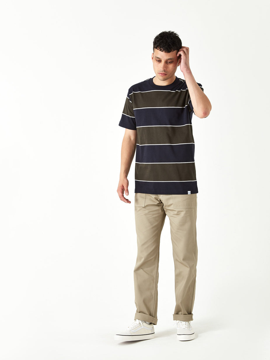 Norse Projects Norse Projects Johannes 3 Stripe Shortsleeve T-Shirt - Beech Green - Green