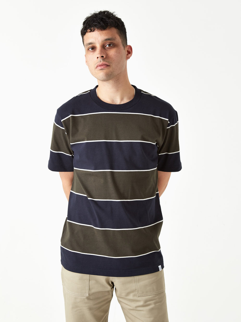 Norse Projects Norse Projects Johannes 3 Stripe Shortsleeve T-Shirt - Beech Green - Green