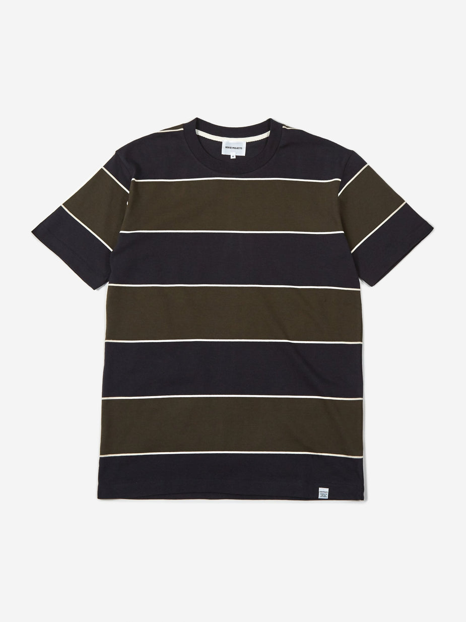 Norse Projects Norse Projects Johannes 3 Stripe Shortsleeve T-Shirt - Beech Green - Green