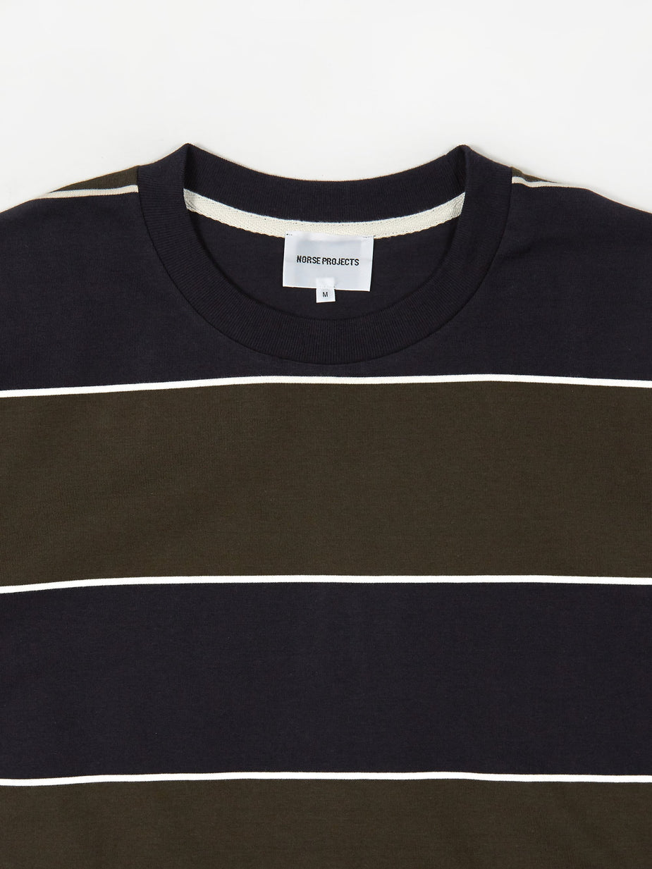 Norse Projects Norse Projects Johannes 3 Stripe Shortsleeve T-Shirt - Beech Green - Green