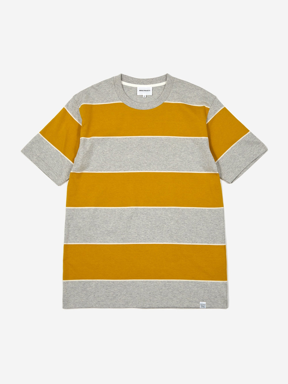 Norse Projects Norse Projects Johannes 3 Stripe Shortsleeve T-Shirt - Montpellier Yellow - Yellow