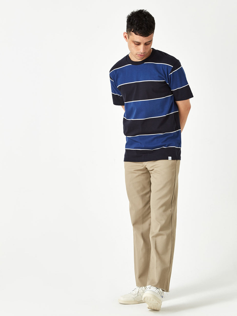 Norse Projects Norse Projects Johannes 3 Stripe Shortsleeve T-Shirt - Twilight Blue - Blue