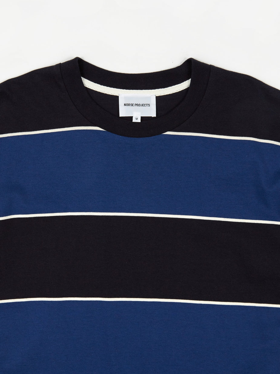 Norse Projects Norse Projects Johannes 3 Stripe Shortsleeve T-Shirt - Twilight Blue - Blue