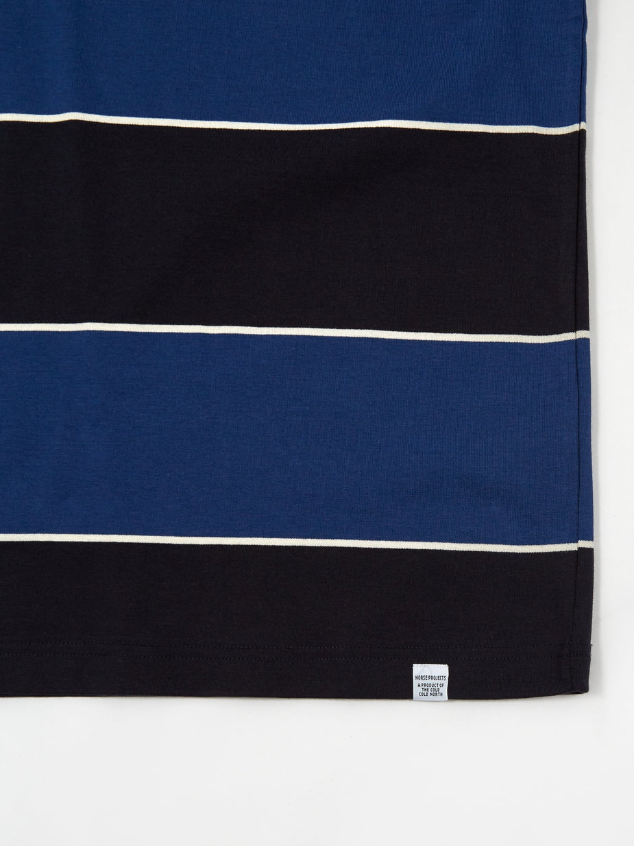 Norse Projects Norse Projects Johannes 3 Stripe Shortsleeve T-Shirt - Twilight Blue - Blue