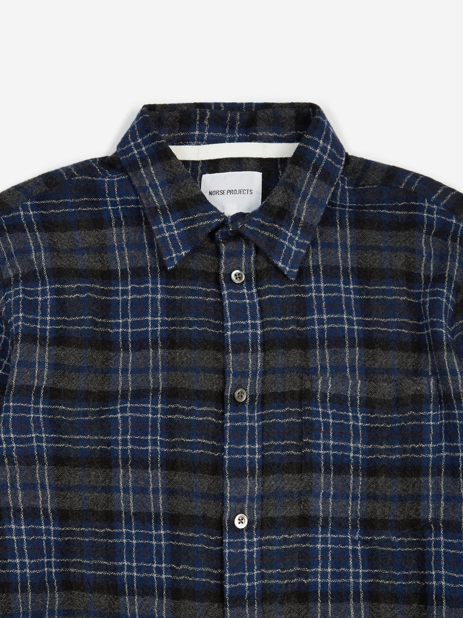Norse Projects Norse Projects Osvald Japanese Gauze Check Shirt - Dark Navy - Blue