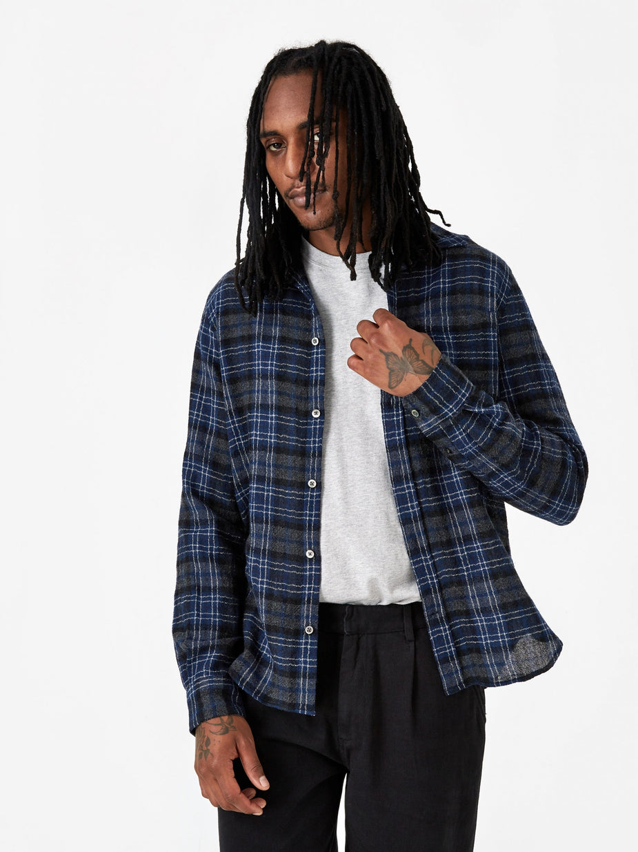 Norse Projects Norse Projects Osvald Japanese Gauze Check Shirt - Dark Navy - Blue