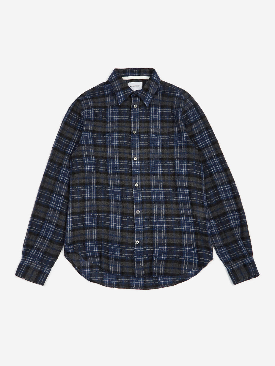 Norse Projects Norse Projects Osvald Japanese Gauze Check Shirt - Dark Navy - Blue